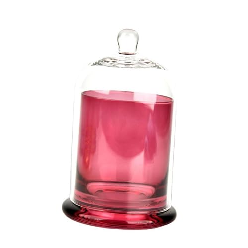 Generic Cloche cúpula de vidro suporte de vela, jarra de sino, peça central de exibição, tampa de sino de vidro, copo de vela para bolo, plantas, lanche, Rosa vermelha