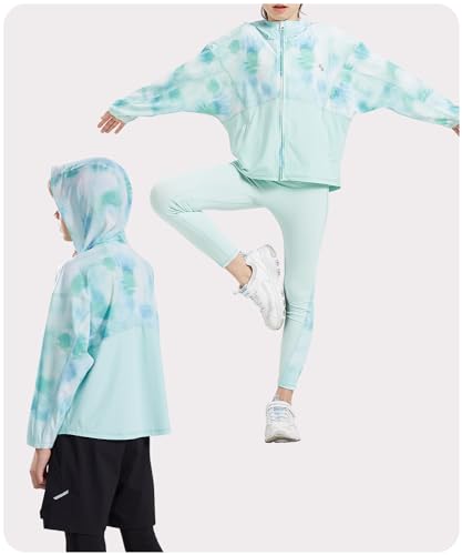 Active Jacket Kids UV Protection Zipper Hoodies Cooling Pockets Vacation Running Outdoor Summer Green Top 6-14Y3