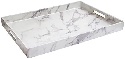 Marble White/Grey Serving Tray 14X19"