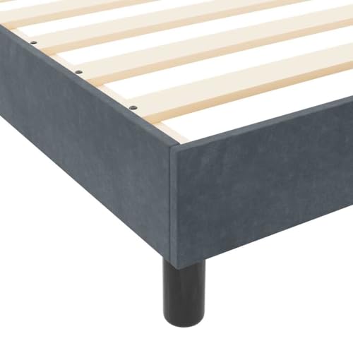 vidaXL Dunkelgraues Samtbettgestell 180 x 200 cm King Size mit Kristallknopf und gepolstertem Design. Stylisches Bett aus robustem Holz für Dein modernes Schlafzimmer.