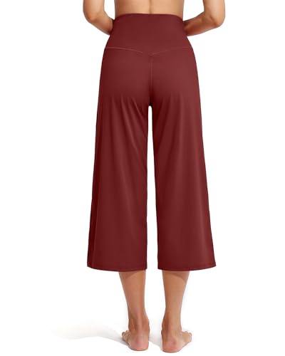 Image of Promover 14 inch /21 inch /23 inch /25 inch Inseam Capri Pants for Women Wide Leg Yoga Cropped Pants with Pockets Loose Casual Summer Pant