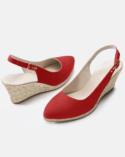 Image of Juliet Holy Womens Wedge Sandals Espadrilles Closed Toe Slingback Buckle Strap Comfortable Casual Summer Wedges Shoes