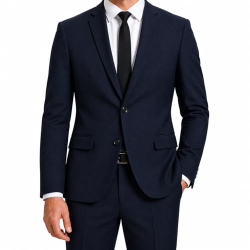 Image of Men's Formal Blazer, Black and Blue, Matty Fabric, Single Breasted, Smart Casual Style