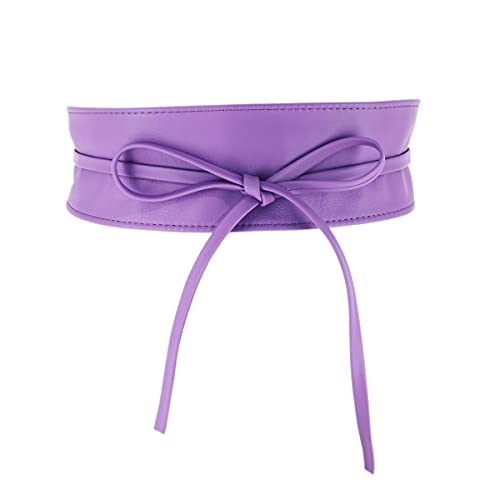 Fashiongen - Woman Italian Leather Obi Belt, Cassiane - Purple, L-Xl #TOP10