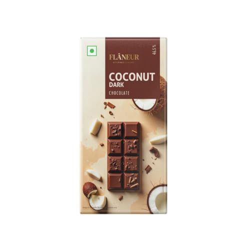 Image of Flaneur Coconut Dark Chocolate Bar, 50 gm | Rich Dark Chocolate Filled with Fresh Dessicated Cococonut | Perfect for Gifting, Dessert & Everyday Indulgence by Haldiram