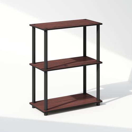 Furinno Turn-N-Tube Estantería de exhibición compacta Multiusos de 3 Niveles, estantería, librería, Cereza Oscuro