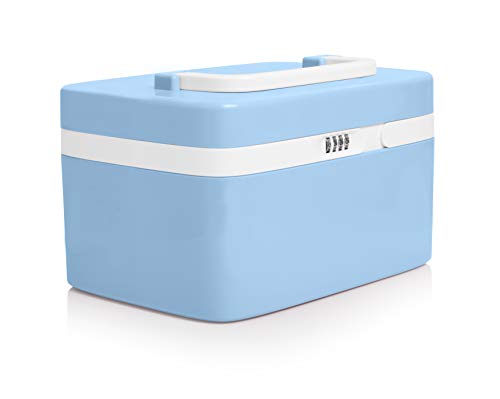 Medicine Lock Box for Safe Medication Storage - Childproof Prescription Bottle Organizer - Lockable Combination Chest (4 Digit Custom Code) Medicine Cabinet w/Separate Compartments | Storage Lockbox - Thumbnail 2