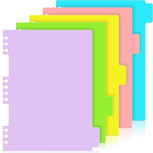 Separadores para cuaderno escolar y de oficina de 9.8 x 7.3 pulgadas con pestañas de color