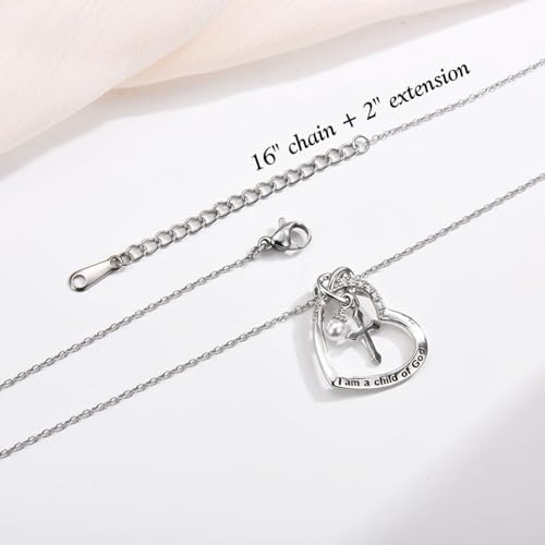 GULICX Cross Necklace for Girls Kids, Child of God Jewelry Christian Gifts for Easter Baptism First Communion Confirmation Valentines Birthday Christmas3