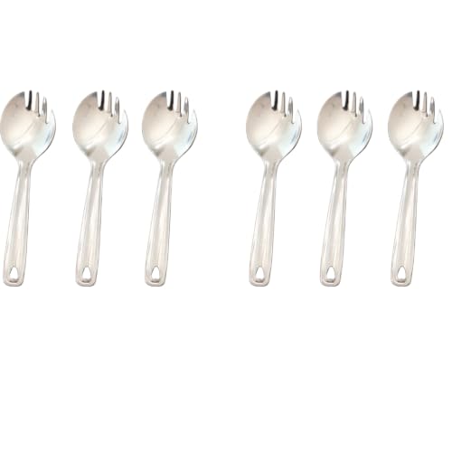 Stainless Steel Spork Spoon for Kids & Adults | 2-in-1 Spoon Fork | Mini Compact Travel Cutlery | Durable & Rustproof 12cm