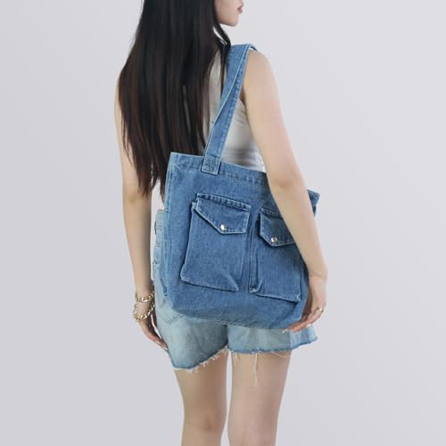 Bolso Tote grande de mezclilla para mujer miniatura 3