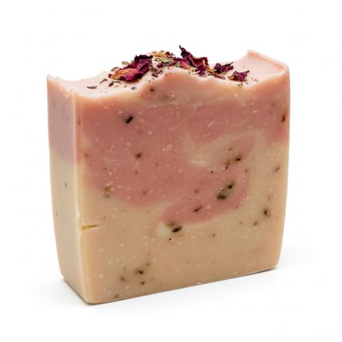 Naturseife Handgemacht - Mit Natürlichen Ölen Fetten und Zutaten Vegan (Rosen-Tau Extra Pflegend mit Jojobaöl) - Sanfte Reinigung für Hände und Körper