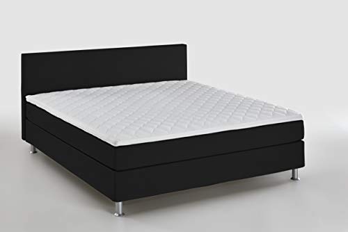 Atlantic Home Collection Edison Boxbett inklusive Rost und Federkernmatratze, Anthrazit-Schwarz, 160 x 200 cm