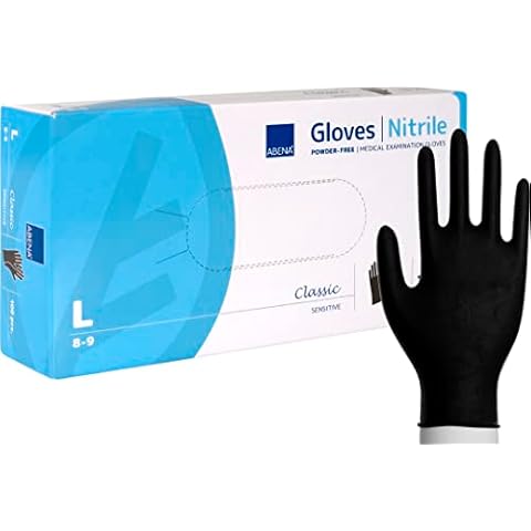 ABENA Black Nitrile Medical Examination Gloves Cover