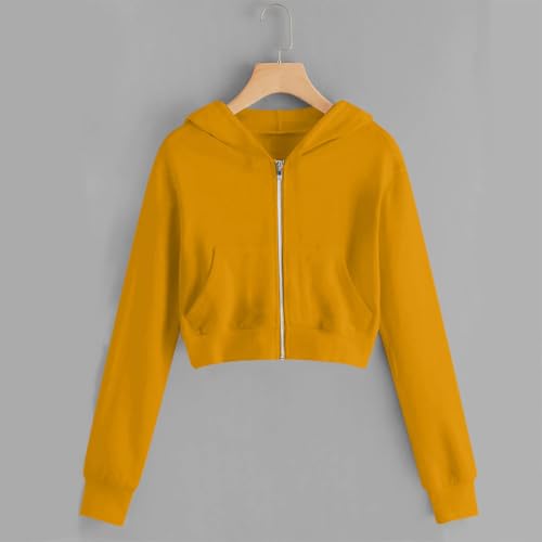 Teen Girls Fall Fashion 2025 Full Zipper Crop Jackets Solid Casual Comfy Gym Tops Outfits Sweatshirt Winter Clothes2