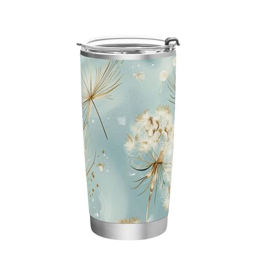 siphylline Botella de agua aislada de acero inoxidable azul claro con tapa a prueba de fugas, taza de viaje de café de 20 onzas para agua, té helado o café, vaso aislado simple de 20 onzas