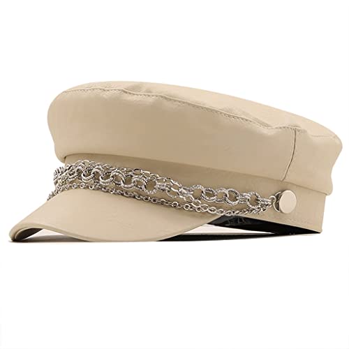 Chapeau béret en cuir PU femme casquette plate haut de gamme