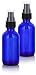 Cobalt Blue Glass Boston Round Treatment Pump Bottle - 2 oz (2 Pack) + Clear Travel Bag