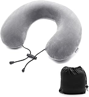 Estefanlo Travel Pillows for Neck Adults Portable Neck Pillow for Travel Lightweight Memory Foam Airplane Pillow(Grey)