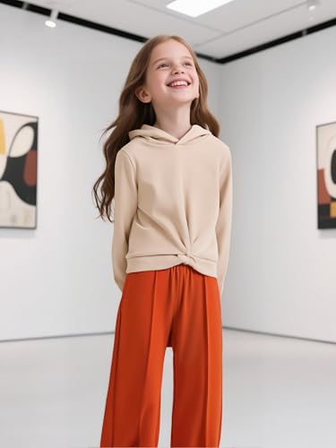 Image of Girls Clothing Set 2PC Outfits Crop Hoodie & Wide Leg Pants Fall Fashion Sweatshirt Set