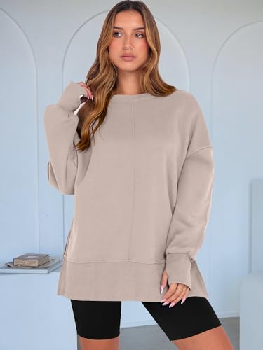 ANRABESS Women Oversized Sweatshirts Thumbhole Long Sleeve Hoodies Shirts 2025 Fall Side Slit Pullover Top Teen Y2k Outfits - Image 3