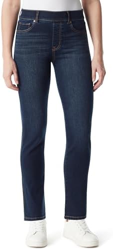 Gloria Vanderbilt Womens Shape Effect Pull On High Rise Straight Leg Jeans, Kansas - Whiskers, 12 US