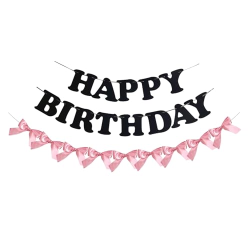 Image of PLAP Birthday Number Balloon Bow Black Party Supplies 32 inchBirthday Number Decoration (Pink black number set 1)