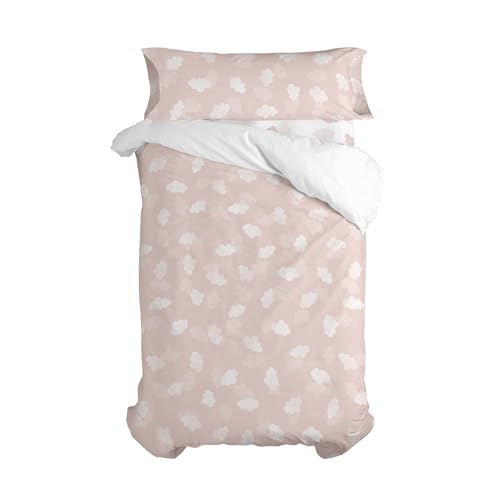 Funda nórdica nubes rosa 155x220 cm transpirable y suave para cama de 80 6