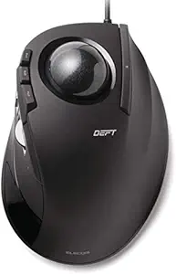 ELECOM DEFT Trackball Mouse, Wired, Finger Control, 8-Button Function with Smooth Tracking, Ergonomic Design, Optical Gaming Sensor, Windows11, macOS (M-DT1URBK)