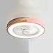 Ventilatore da soffitto rotondo per camera da letto Quadrupla a pavimento basso Design in stile giapponese in legno semplice Ventilatori a led Lampada 110V 220V Ventilatori intelligenti con telecomand