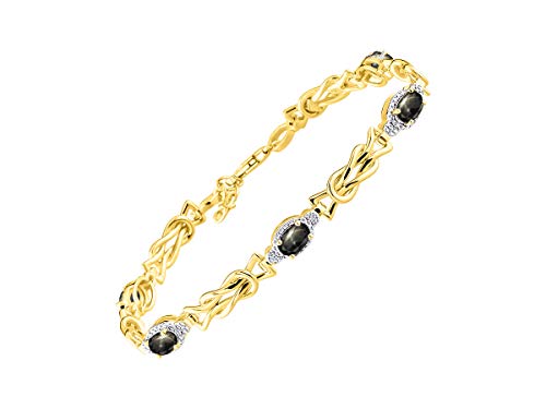 Image of RYLOS Bracelets for Women Yellow Gold Plated Silver Love Knot Tennis Bracelet Gemstone & Diamonds Adjustable to Fit 7 inch-8 inch Wrist, 5 Gorgeous 6X4MM Jewelry for Women Friendship Bracelets