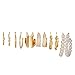 JOCXZI Set mit 6 kreativen geometrischen Ohrringen, Vintage-Perlenohrringen, Metall-Ohrring-Set für Damen und Herren, kleine Creolen-Set, hypoallergener Schlafring, 925 14 Karat vergoldeter Schmuck MI 4 günstig Kaufen-JOCXZI Set mit 6 kreativen geometrischen Ohrringen, Vintage-Perlenohrringen, Metall-Ohrring-Set für Damen und Herren, kleine Creolen-Set, hypoallergener Schlafring, 925 14 Karat vergoldeter Schmuck