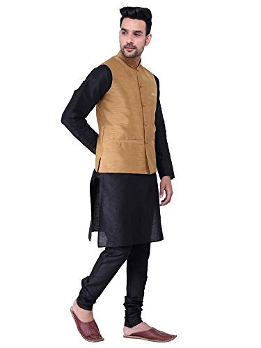 Image of Sadree Silk Men's Kurta Pajama Waistcoat or Nehru Jacket Set