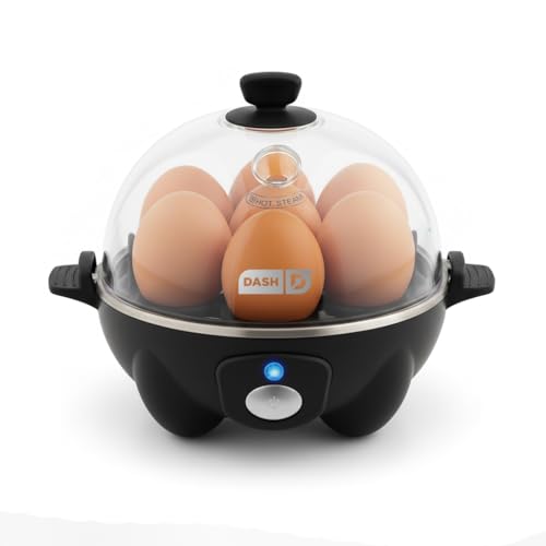 DASH Electric Rapid Egg Cooker for Hard Boiled/Poached/Scrambled Eggs or Omelets with Auto Shut-Off Feature, Black, 7 Egg Capacity