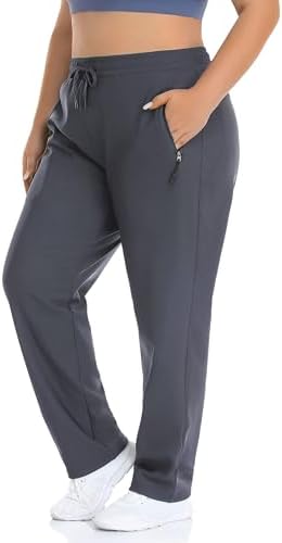 ZERDOCEAN Women's Plus Size Fleece Lined Pants Casual Winter Thermal Lounge  Pants with Zippered Pockets Drawstring, Gray, 1X : Amazon.sg: Fashion