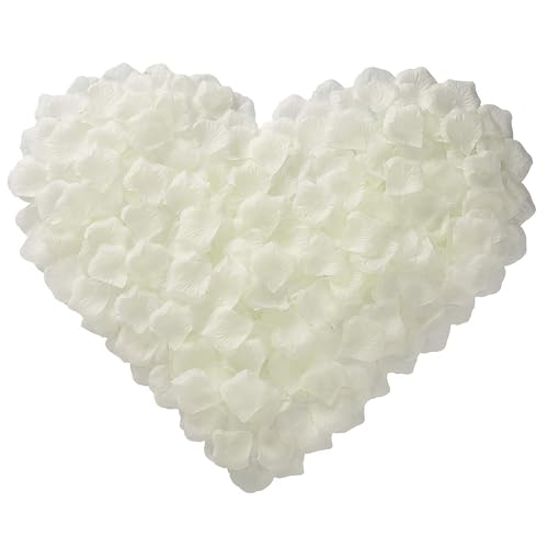 BESKIT Artificial Silk Rose Petals for Romantic Night, Wedding, Party, Anniversary Flower Decorations (Ivory White, 3000 PCS)