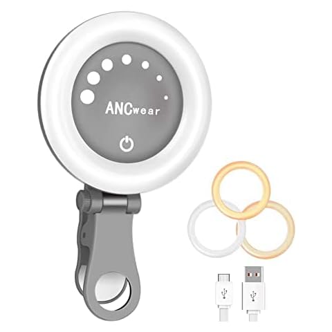 Selfie Licht Handy, ANCwear Mini Clip On und Selfie Licht für Fotografie, Makeup, YouTube, Tiktok; 21 Lichtmodus 60 Led Licht 500mhA Wiederaufladbare Batterie Cover
