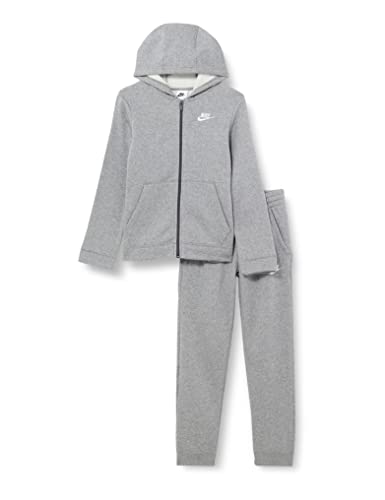 Nike B Nsw Core Bf Trk Suit Survêtement Garçon, Carbone chiné/Gris foncé/Carbon chiné/(Blanc), M