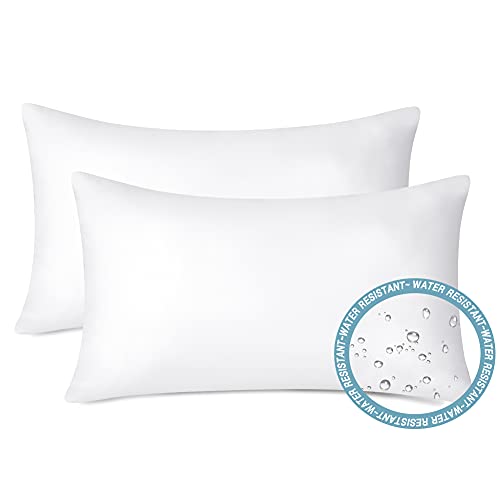 Artscope Outdoor Waterproof Throw Pillows Inserts Set of 2 Premium Fluffy Decorative Square Form Cushion Stuffer Inner Soft for Patio Furniture Garden Bench Tent Couch Balcony 12x20 Inch