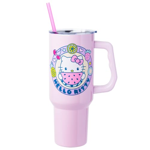 Silver Buffalo Sanrio Hello Kitty Tropical, Stainless Steel Tumbler, 40oz