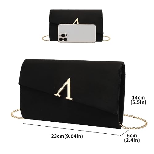 Image of YYW Evening Clutch Purse Faux Suede Handbags Small Wedding Purses for Women Elegant Ladies Formal Crossbody Shoulder Bag