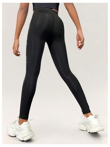 MakeMeChic Girl's Graphic High Waisted Leggings Workout Active Pants with Phone Pockets3