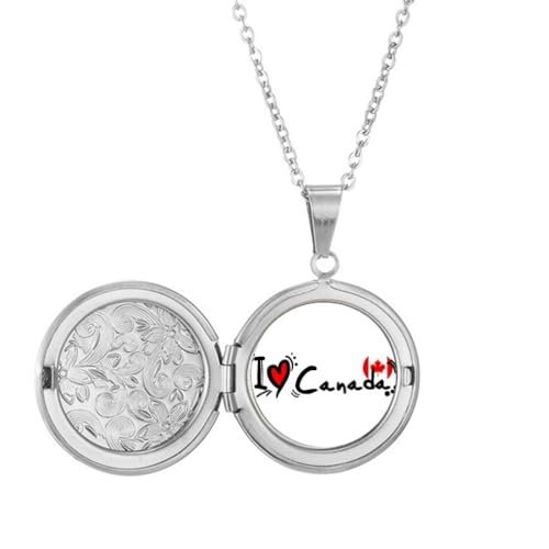 Médaillon cœur I Love Canada bijou symbolique de nostalgie