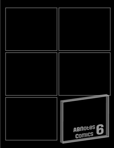  ABNotes Comics 6: Quaderno per disegnare fumetti con 6 sezioni per pagina formato quasi A4 (21,6 x 27,9 cm) e copertina nera.