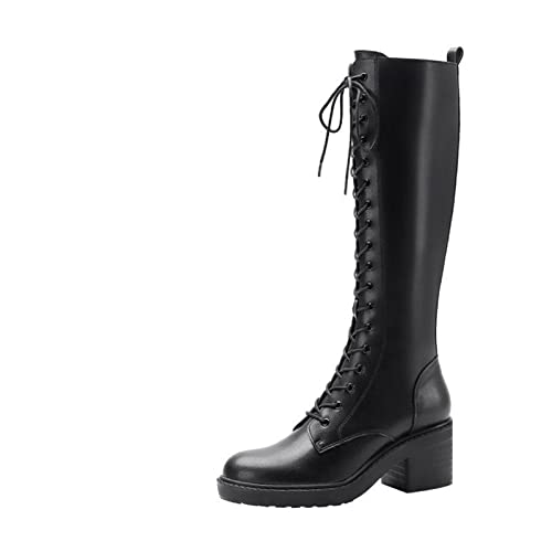 Bottes de chevalier d'hiver pour femmes au genou à talons retro