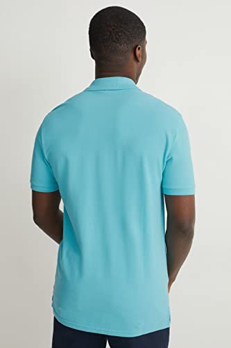 C&A Men's Polo Shirt Cotton Short Sleeve Turquoise XL: Buy