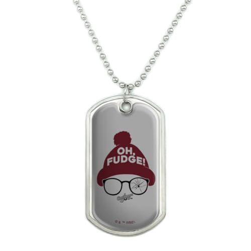 A Christmas Story Oh Fudge Military Dog Tag Pendant Necklace with Chain