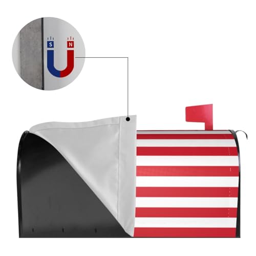 Image of American Flag Mailbox Cover Magnetic Independence Day Patriotic Waterproof Mailbox Wraps Post Letter Box Decor 21x18 in