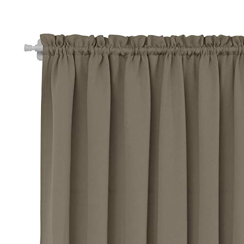 Deconovo Blackout Dual Rod Pocket Curtains - Thermal Insualated French Door Window Curtain Drapes For Bedroom With Tieback (25X40 In, Khaki, 1 Panel) #TOP4