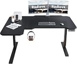 Radlove 昇降デスク L字パソコンデスク 電動昇降式デスク 天板幅150CM×101CM ゲーミングデスク 机 スタンディングデスク PCデスク つくえ 高さ調節可能 メモリー機能付き 障害検知 高さ 71~117CM (ブラック, 150*101CM)